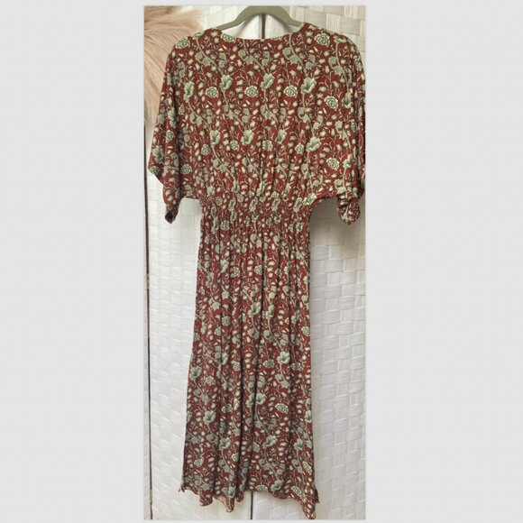 Khush Handmade Rayon Floral Brown Dress Size S - Picture 2 of 6